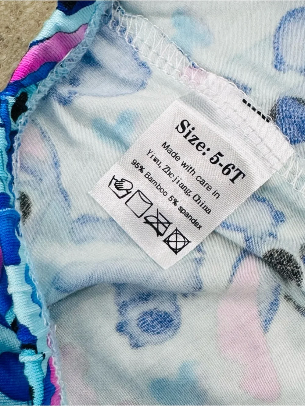 Kids Blue Stitch Print Pajama Set - Bamboo